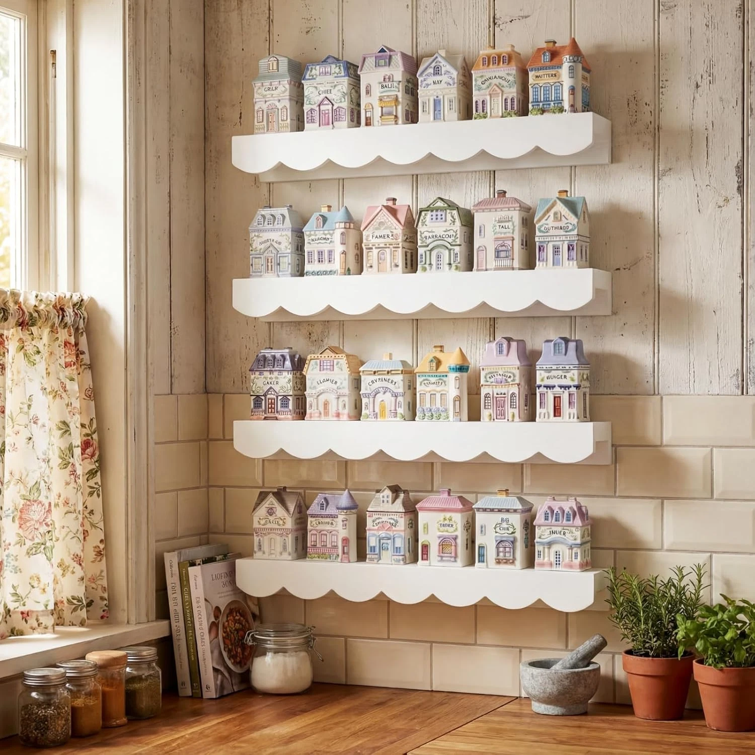 Wall-Mounted 4-Tier Spice Rack - Holds 24 Jars, Wooden Floating Shelf
Opens in a new window or tab