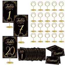 Gold Wedding Table Numbers 1-20 with Place Cards and Holder