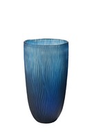 Vase Glas Blau Blumenvase Hoch Bodenvase Dekovase Tischvase Glasvase Handgemacht