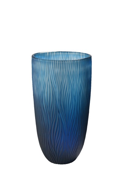 Vase Glas Blau Blumenvase Hoch Bodenvase Dekovase Tischvase Glasvase Handgemacht-image