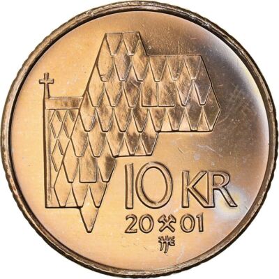 Norway - 10 Kroner Coin - Harald V - KM457 - 1995 - 2012, $10.56