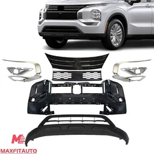 Fit 2022-24 Mitsubishi Outlander Front Bumper Cover Kit W/Grille/Fog Lamp Covers