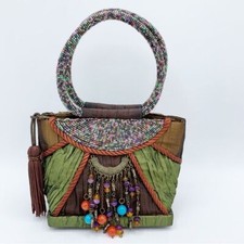 Vintage Prezzo Boho Multicolor Beaded Fabric Handbag-beaded Handle