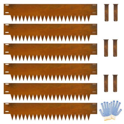 12-Inch x 6PCS Corten Steel Landscape Edgings Metal Garden Edging for Lawn Yard