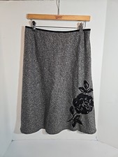 VTG Y2K 90s The Limited Skirt 8 Black Gray Embellished Tweed A Line Wool Zipper