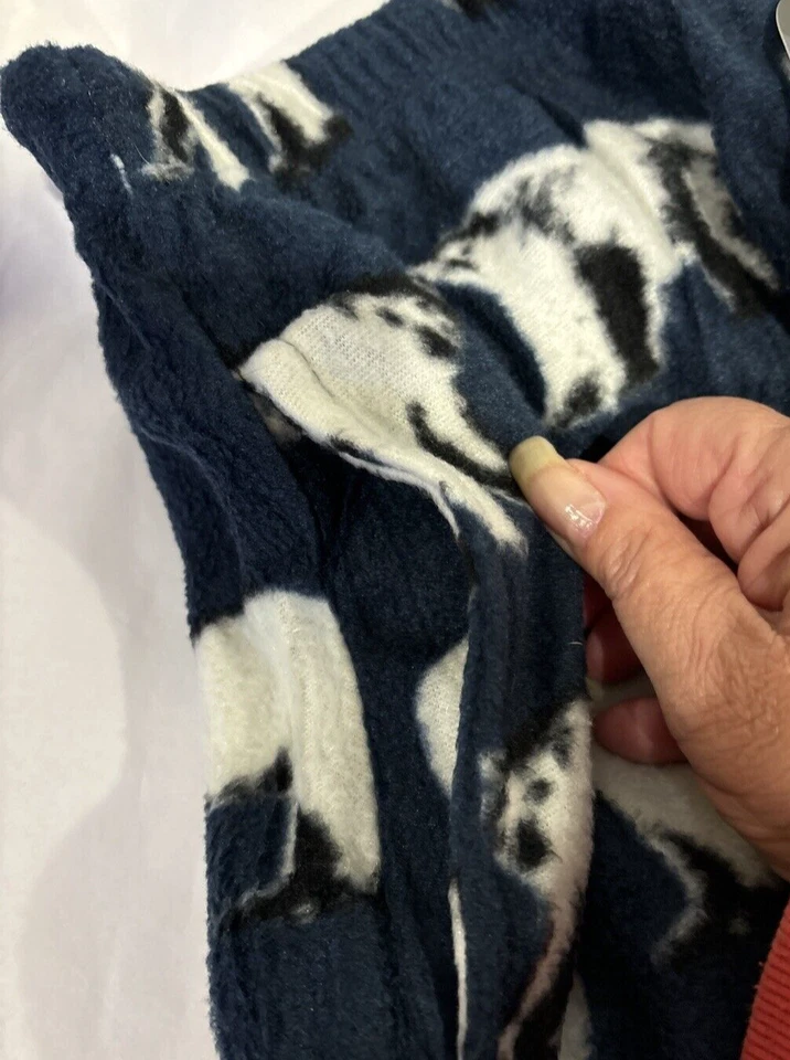 Pantalones para dormir de lana para hombre azules blancos lémures con cordón bolsillos en la cintura talla L Foto 2 de 4