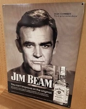 Jim Beam Sean Connery vintage whiskey ad reproduction steel sign bar decor