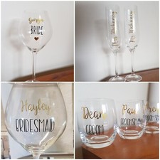Personalised Custom Name Vinyl Decal Bride Bridesmaid Wedding Glass Gift Sticker