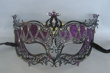 Purple  Black Metal Venetian Party Masquerade Mask  NEW  Express Post Option