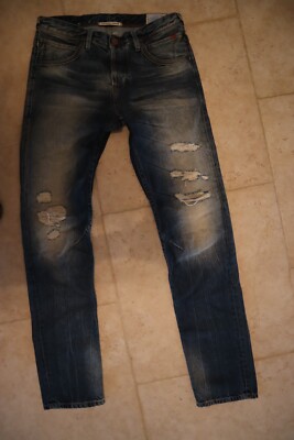 BLue Distressed TTD TOM TAILOR DENIM Buttonfly Aedan Slim Jeans 30 x 33 1/2