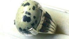 FETCHING NATURAL DALMATIAN AGATE IN STERLING SILVER.925 RING SIZE 7.25-7.5