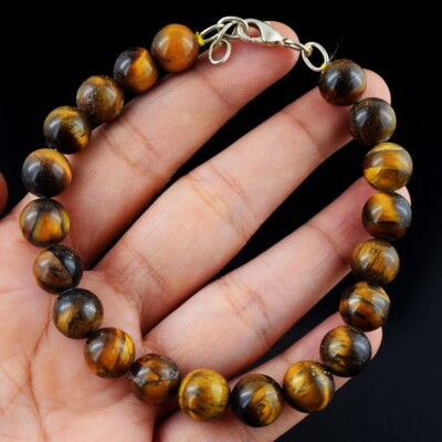 Atemberaubendes Armband Brillantestes goldenes Tigerauge 158,00 kt Perlen VK 07 E575