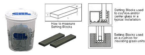 CRL 1/16" x 1/4" x 2" Neoprene Setting Blocks - 80 Durometer - pack of 100 - Picture 2 of 5