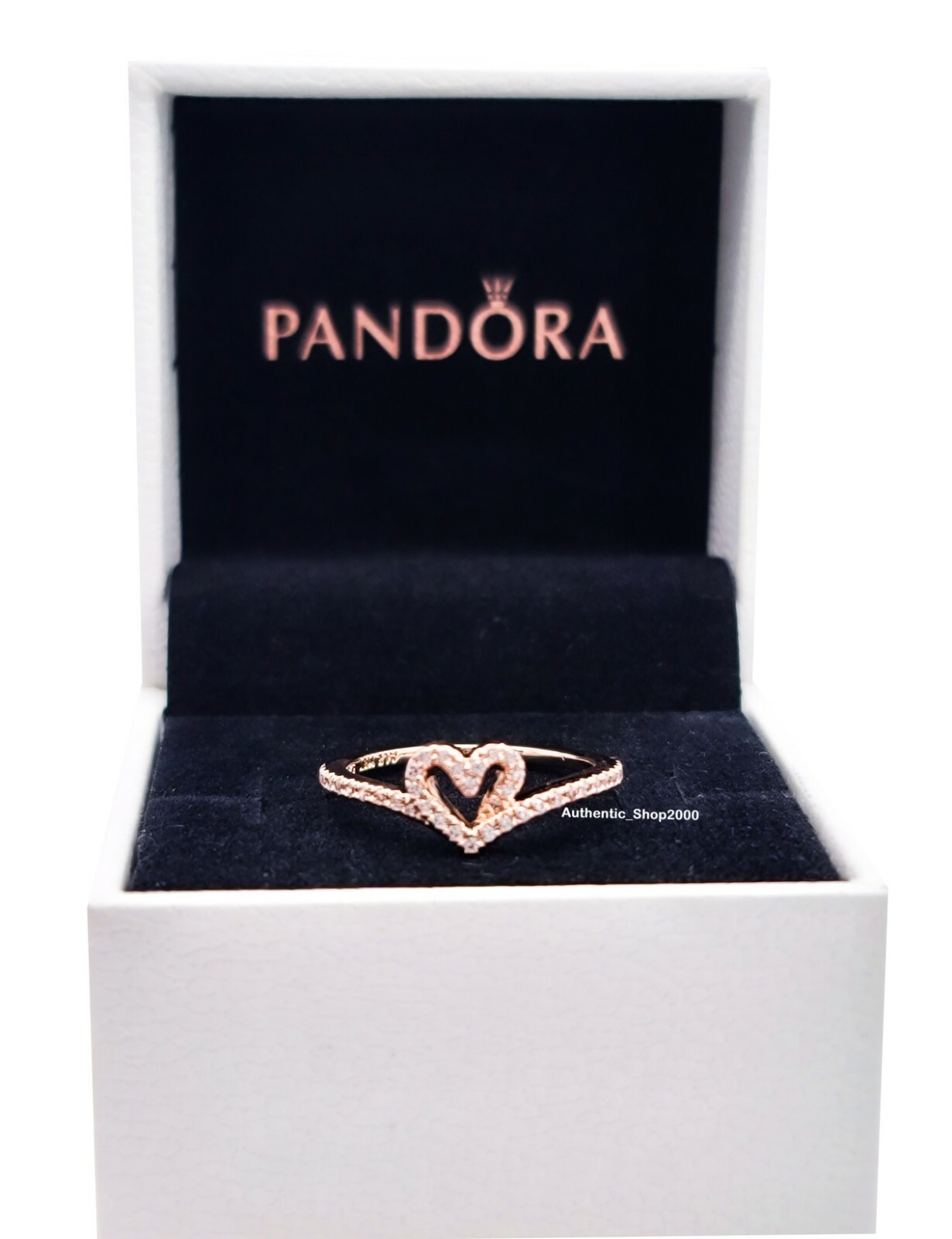 Rose Gold Pandora Pave Heart Ring NEW 100% Authentic PANDORA Rose