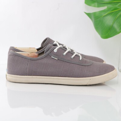 Toms Womens Camel Sneaker Size 10 Gray Canvas Low Top Casual Shoe Comfy Lace-Up
