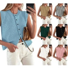 Sleeveless Knitted Vest Cardigan Top