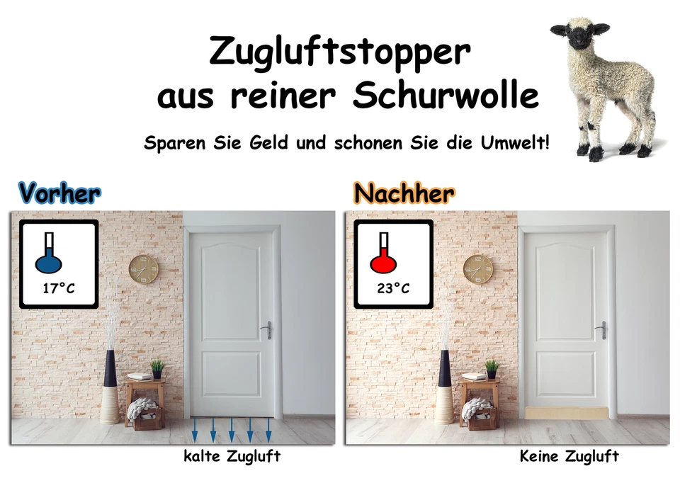 Tür Zugluftstopper Windstopper 100cm beige für Türen Dichtung Rolle Durchzug - Bild 4 von 4