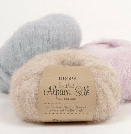 Fuzzy Alpaca and Silk Yarn, Knitting Yarn 0.9 oz Drops BRUSHED