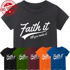 Faith Jesus Religious Kid's Funny T-Shirt Christianity Cross Bible USA Gift Tee