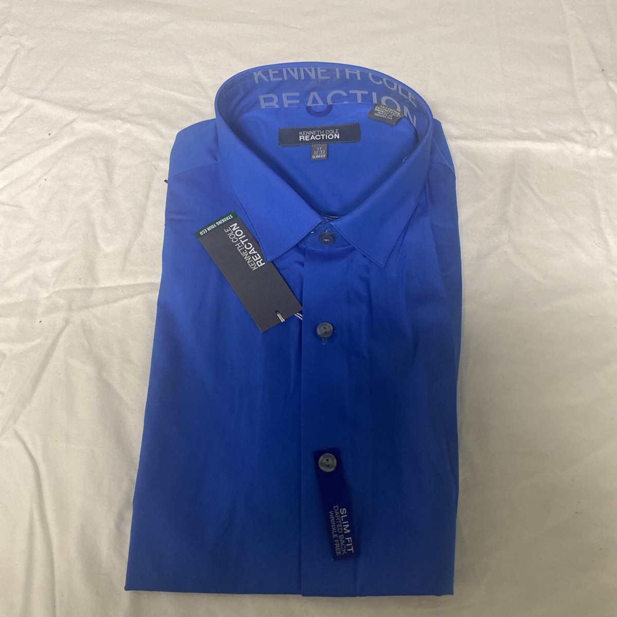 Kenneth Cole Reaction Men's Stretch Slim Fit L/S Button-Up Shirt Cameo Blue  NWT | eBay