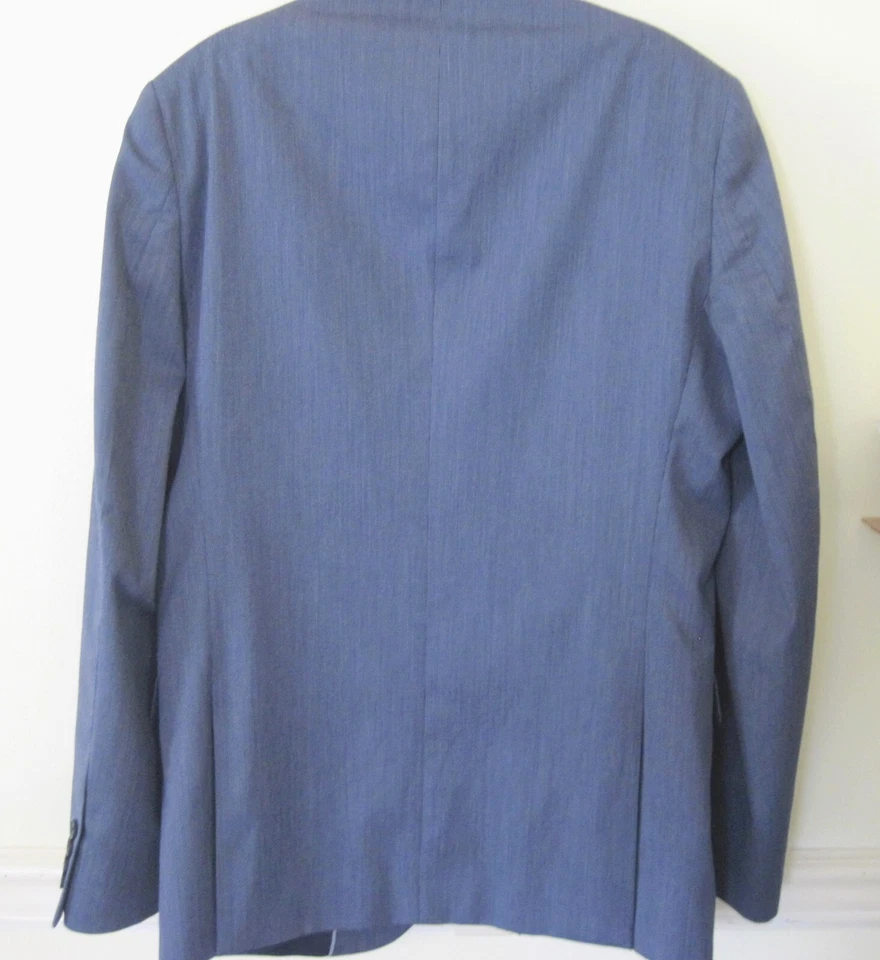 JAY FERRAR-Men's 38R Slim Fit Sport Coat-Blue-Double Vent-Spandex-Notch Labels - Image 4 of 4