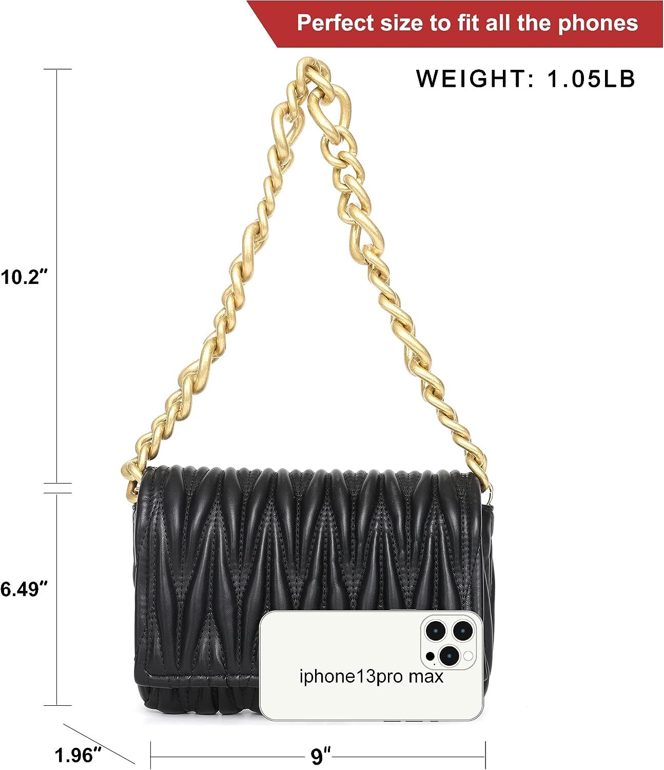 Quilted Purses for Women Chunky Chain Shoulder Bags