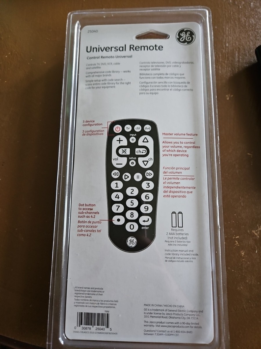GE Universal Remote Control 3 Devices TV DVD Cable Satellite- all major  brands | eBay