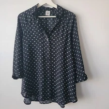 Cabi shirt womens size XS 5019 Martini blue green 3/4 sleeve print button down