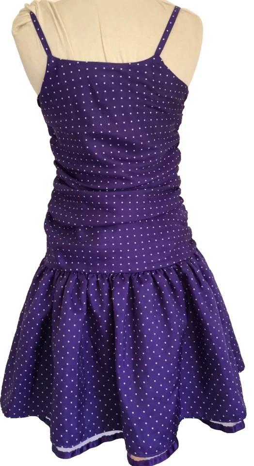 Vestido Chaps Vintage Púrpura Lunares, Falda Cupcake, Corto Tirantes Cóctel 16, S Foto 3 de 4
