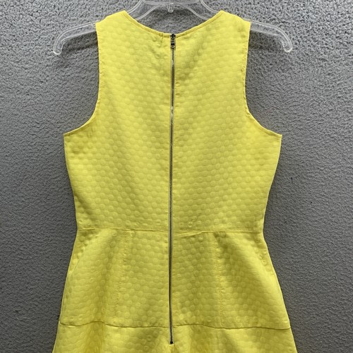 Donna Morgan Anthropologie Fit & Flare Dress Textured Back Zipper Yellow Size 6 - Picture 11 of 14