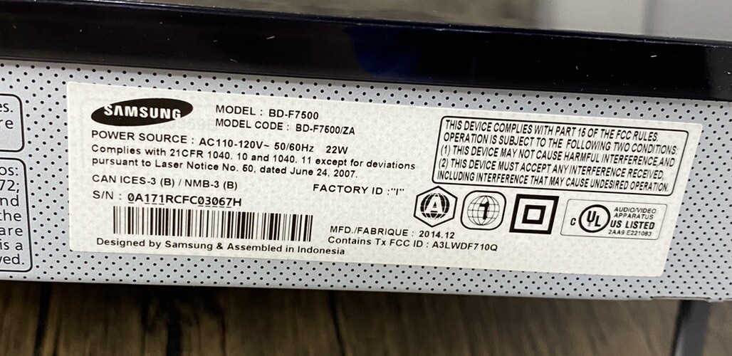 Samsung BDF7500 4K Upscaling 3D WiFi Bluray Disc Player m868 887276017426 eBay