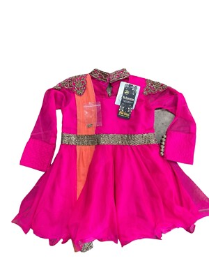 Kids baby girl  Indian  Dress , Ethnic , Traditional Wear Sz 16 Pink Hand Craft