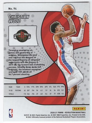 CHRISTIAN WOOD 2020-21 Panini Revolution #94 Rockets | eBay