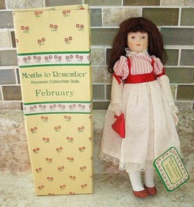  NEW Russ Months to Remember February Porcelain Collectible Doll, approx. 9"
