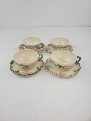 Vintage Franciscan Desert Rose Cups and Saucers Set of 4 Made in USA