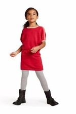 NWT TEA COLLECTION girls sz 4 red COLORBLOCK sweater dress w gold trim