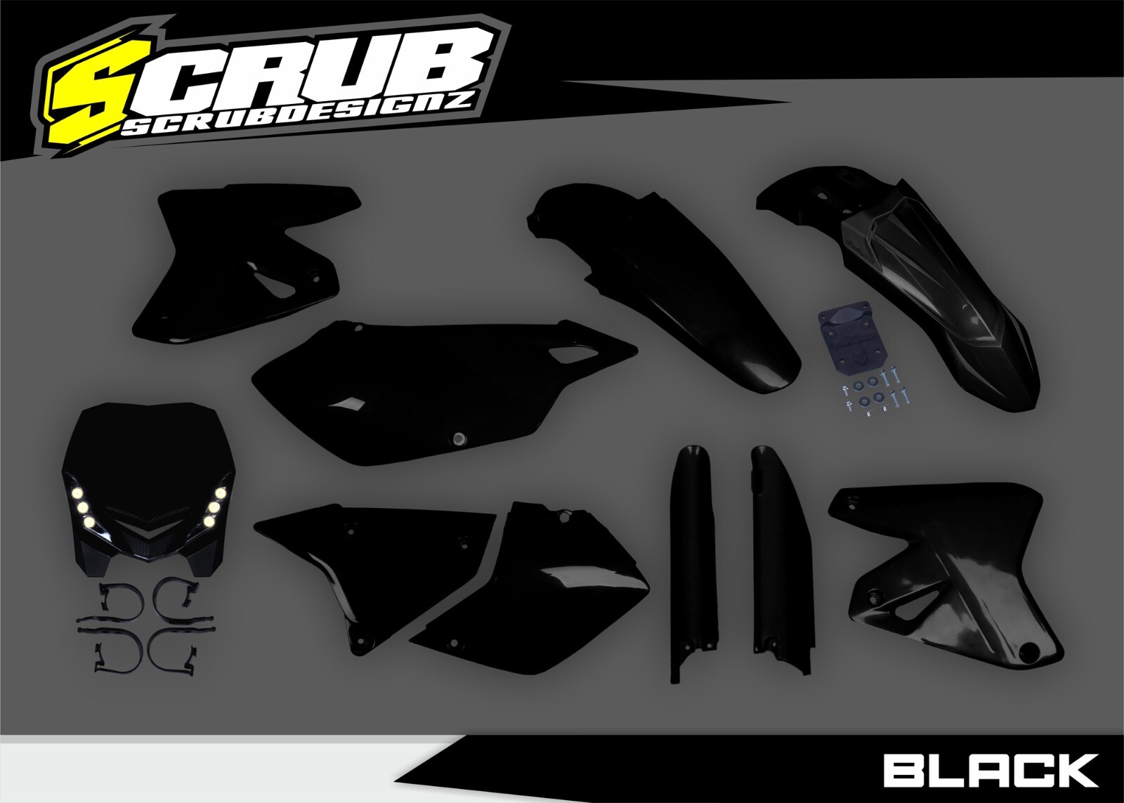 Polisport Restyling Kit with Headlight Suzuki DR-Z400 '00-'24 - Black