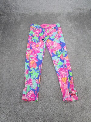 Lilly Pulitzer Melody Leggings Girls Large Pink/Blue Floral
