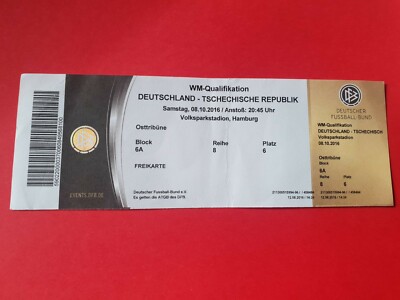 Used Ticket FIFA WC 2018 Quali Deutschland Germany DFB vs Tschechien Czech Rep 