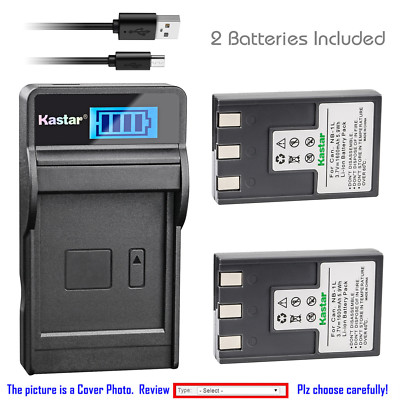 Kastar Battery LCD Charger for NB-1L NB-1LH CB-2L & Canon Digital IXUS V2 Camera