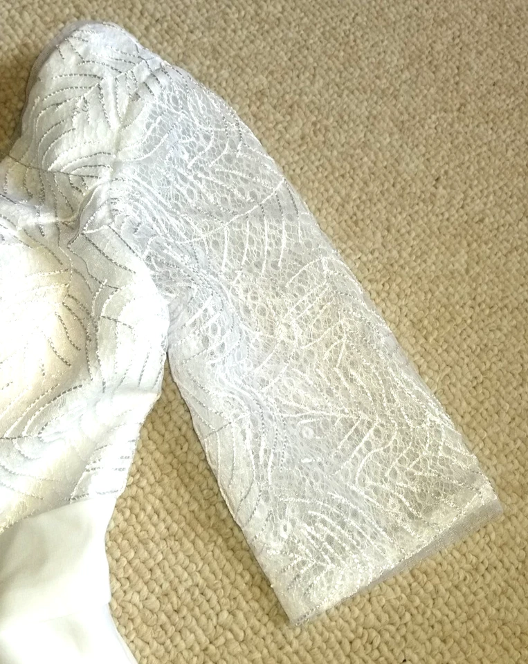 Nuevo con etiquetas Vestido de novia para mujer-LT LAN TING-blanco línea A té bordado malla-4/XS Foto 4 de 4