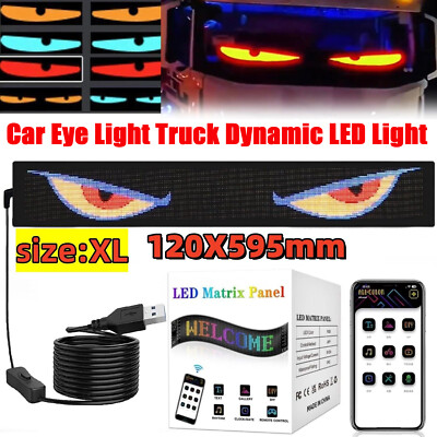 Programmable LED Devil Eyes Light For Cars – Flexible Smart Screen, Bluetooth App Control, Custom Text & GIFs, USB Plug-in