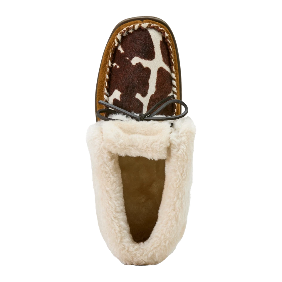 Zapatilla mocasín al tobillo marrón con estampado de vaca occidental Ariat Dorothea para damas AR4421-220 Foto 2 de 4