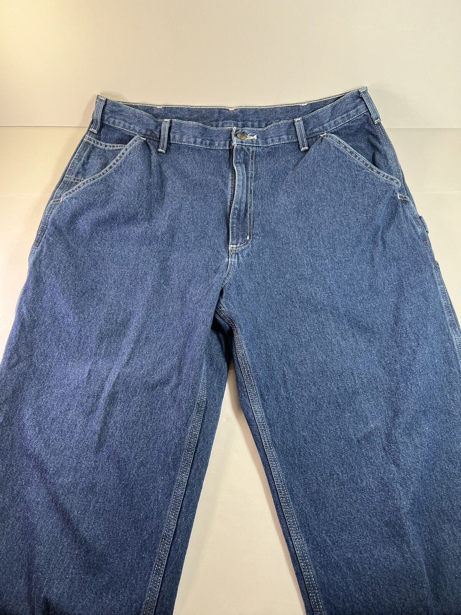 Vintage Carhartt B12 Med Wash Denim Carpenter Jeans Hammer Loop Mens 40x32  EUC!