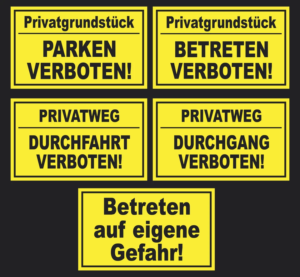 Schild Parken verboten Betreten Durchfahrt auf eigene Gefahr Parkverbot Privat