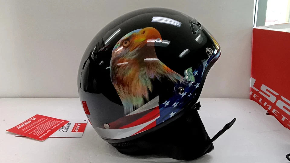 LS2 Helmets 568-3103 Bagger Murica Half Motorcycle Helmet Gloss Black Medium Foto 3 de 4