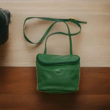 Longchamp Vintage Pebbled Leather Crossbody – Rare Green Handbag