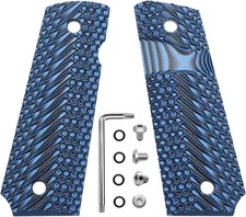 Guuun 1911 Slim Grips G10 Full Size Ambi Safety Cut Big Scoop OPS Blue/Black 