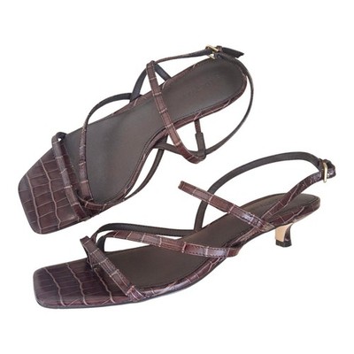 Sanctuary Energy Croc Embossed Kitten Heel Leather Sandals 8.5 Summer Luxury