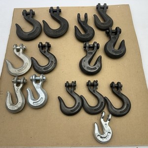 Lot Of 14 1/4” - 5/16” - 3/8" Clevis Slip Hook Tow Chain Hook Truck Trailer Vtg